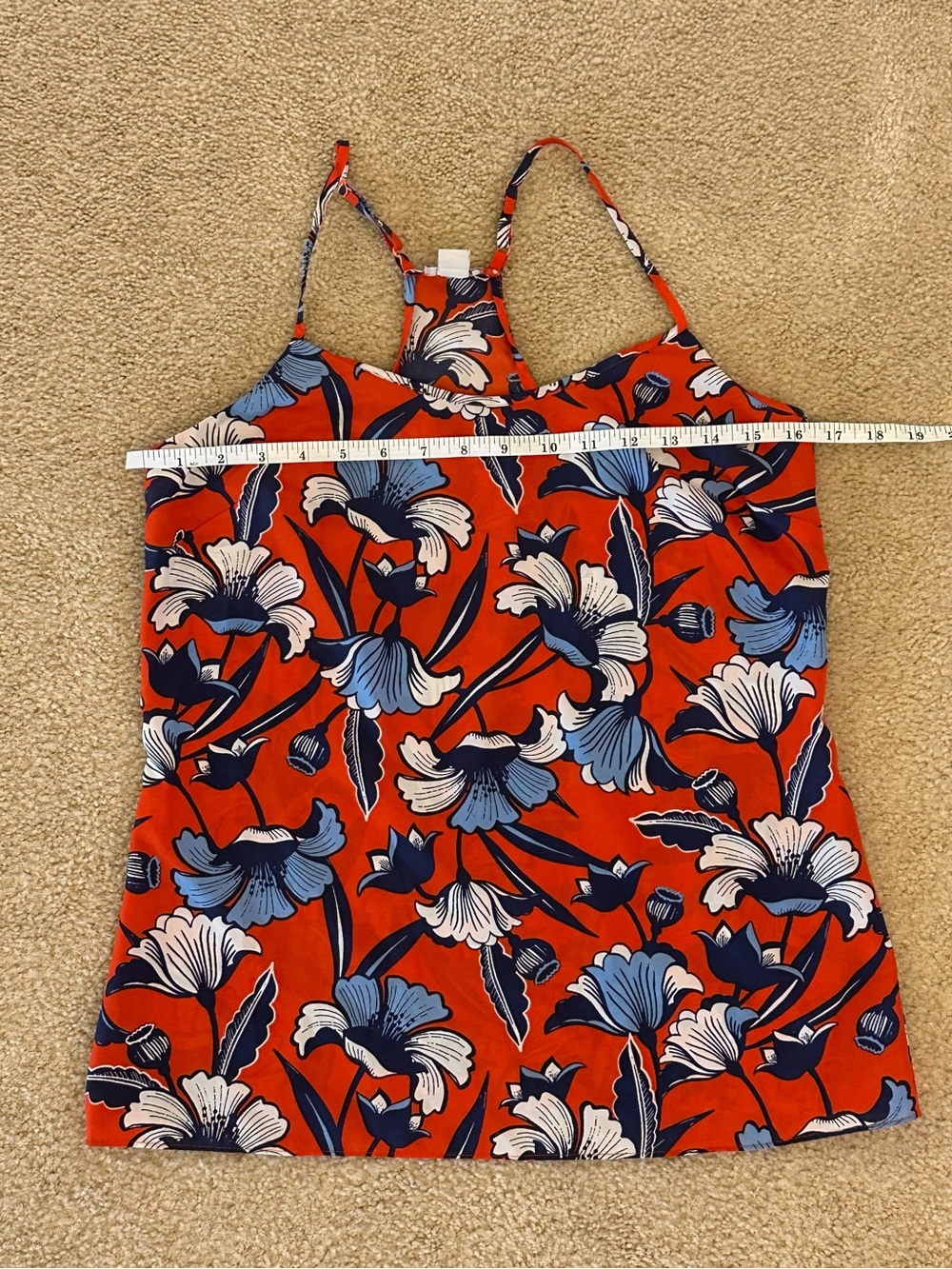 J. Crew Red, White, & Blue Floral Tank 4 Small